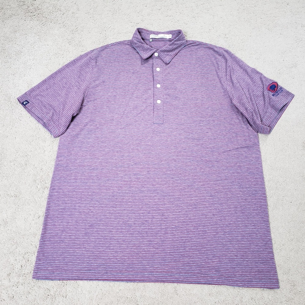 Criquet Mens XL Purple Striped Polo Shirt Beechwood Country Club Golf Tennis